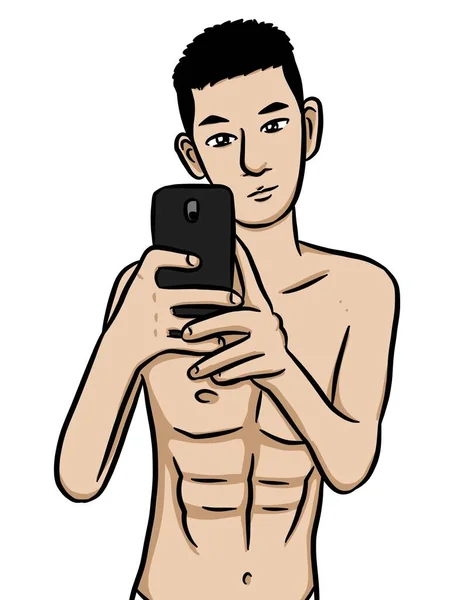 Cartoon Niedlich Sexy Mann Auf Weißem Hintergrund — Stockfoto