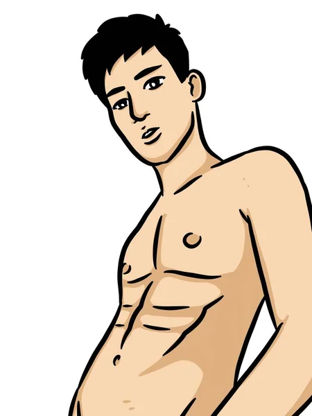 漫画かわいいですセクシー男上の白い背景 — ストック写真