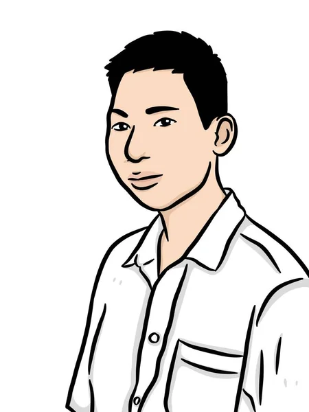 Desenho Animado Bonito Homem Fundo Branco — Fotografia de Stock