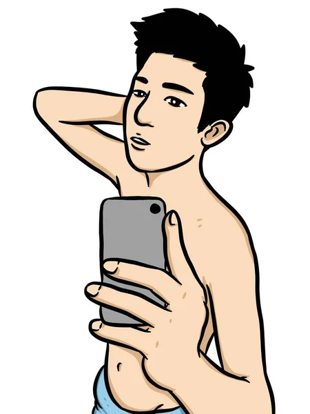 Cartoon Sexy Man Witte Achtergrond — Stockfoto