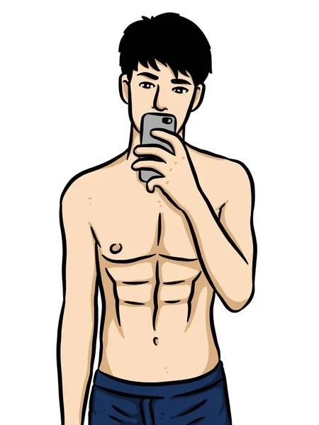 Cartoon Sexy Man White Background — Stock Photo, Image