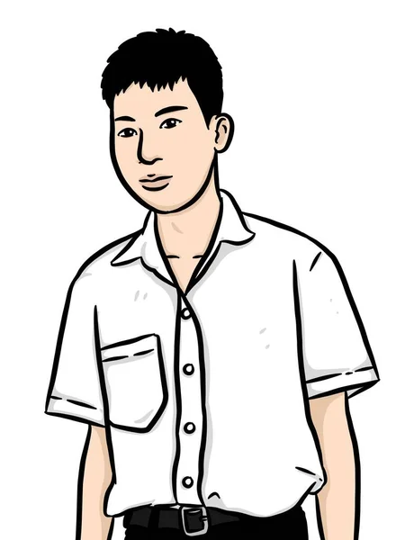 Desenho Animado Bonito Homem Fundo Branco — Fotografia de Stock
