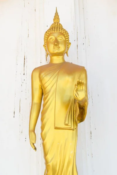 Közelről Arany Buddha Szobor Nyilvános Templomban Thaiföld — Stock Fotó
