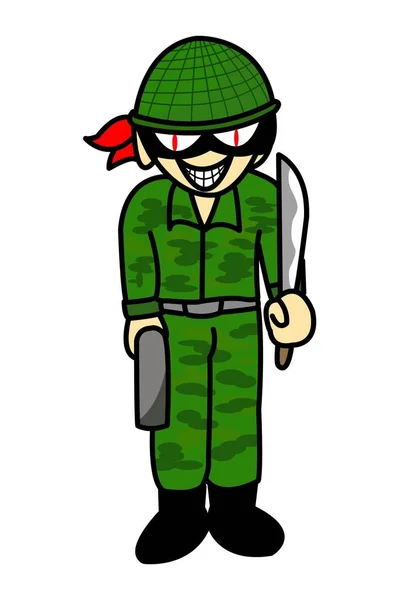 Military Thief Cartoon White Background — Stock Photo, Image