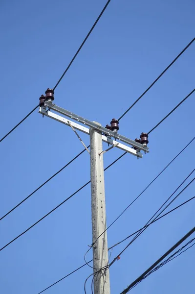 Close Elektromos Pylon Országban Thaiföld — Stock Fotó