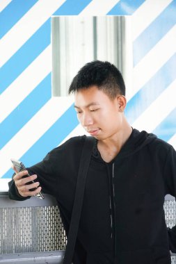 Bangkok Tayland 'daki genç adamı kapatın.