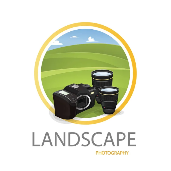 Logo de photographie de paysage — Image vectorielle