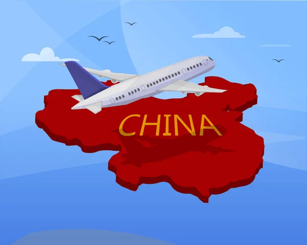 Viaggio aereo in Cina — Vettoriale Stock