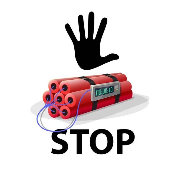 Zastavte terorismus. Zastavit bombu. — Stockový vektor