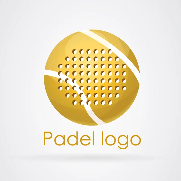 Logo padel lapát sárga labda — Stock Vector