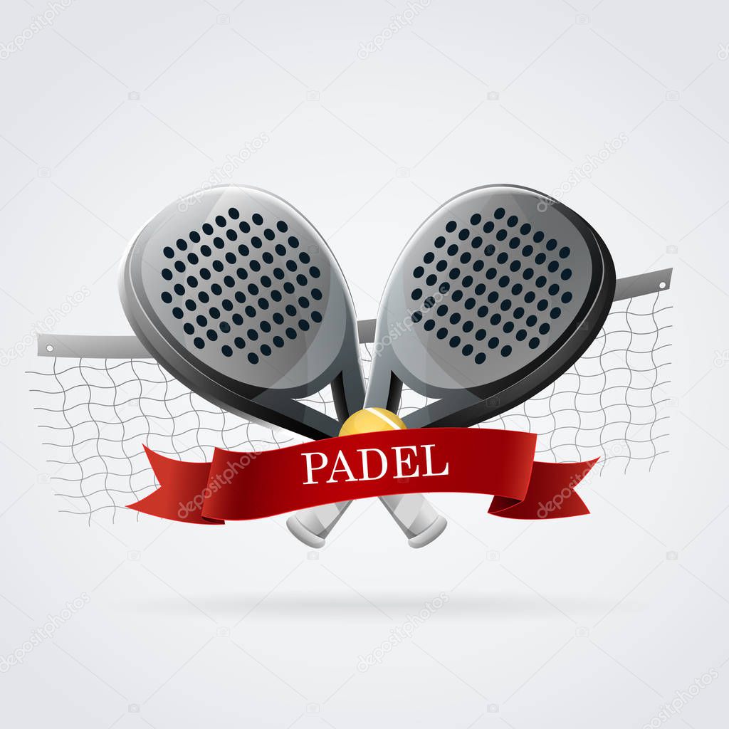 Padel logo racket. Black and white and red.