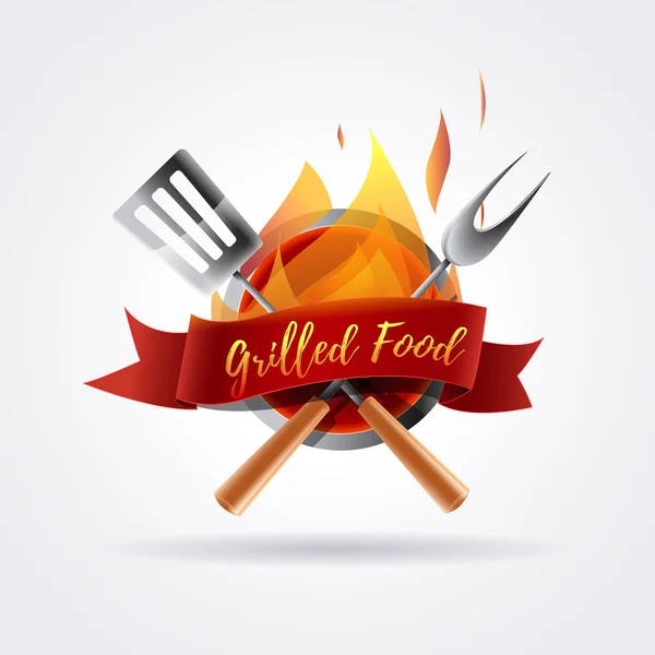 Logo grillezett ételek — Stock Vector