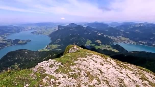 オーストリア。山シャーフベルク山からの眺め — ストック動画