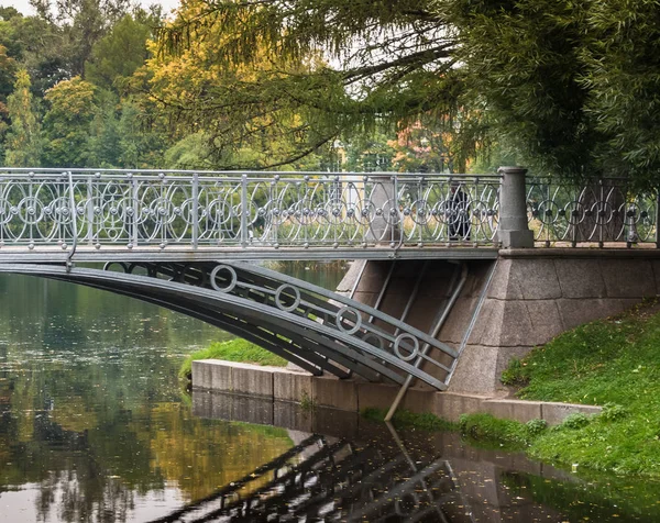 Hösten Park Bro Över Floden — Stockfoto