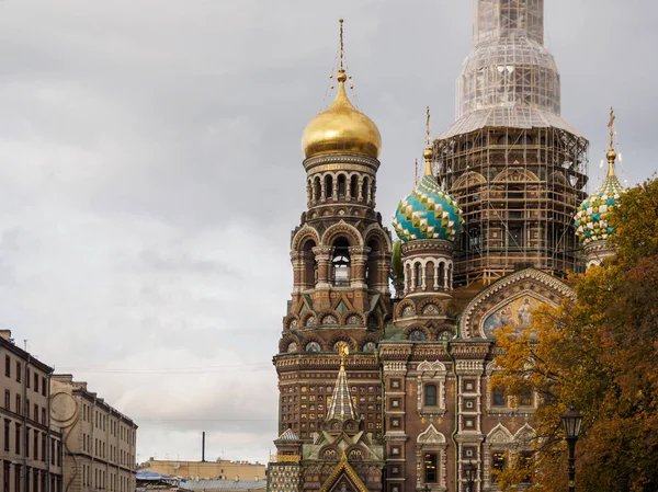 St. Petersburg, Ryssland - 10 September 2017: Kupoler av Frälsaren på blod i St. Petersburg — Stockfoto