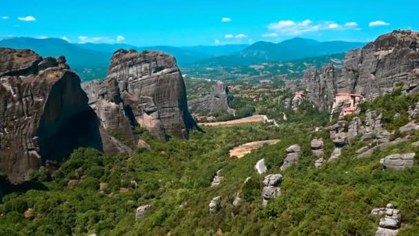 Große Berge Der Griechischen Meteora — Stockvideo