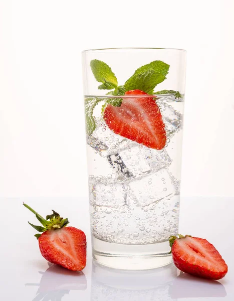 Strawberry lemonade with lemon and mint. Water detox