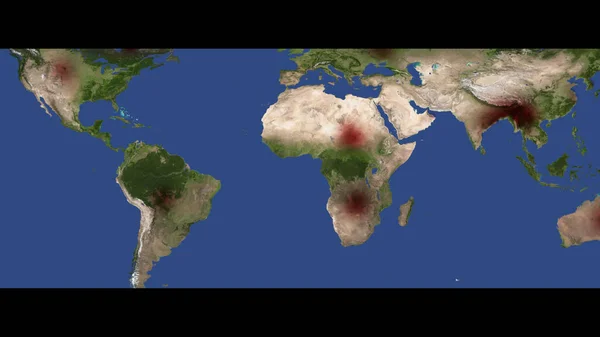 Virus infection on world map background. Shows the growth of infected around the world. 3D render