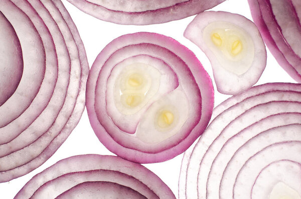 red onion in a cut macro