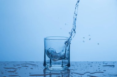 Su bardağa sıçrar.