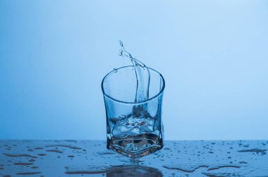 Su bardağa sıçrar.