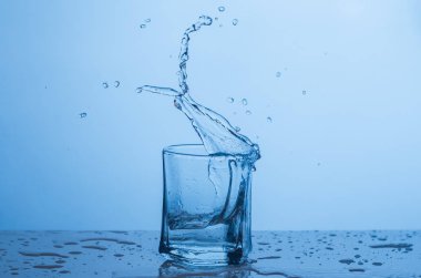 Su bardağa sıçrar.