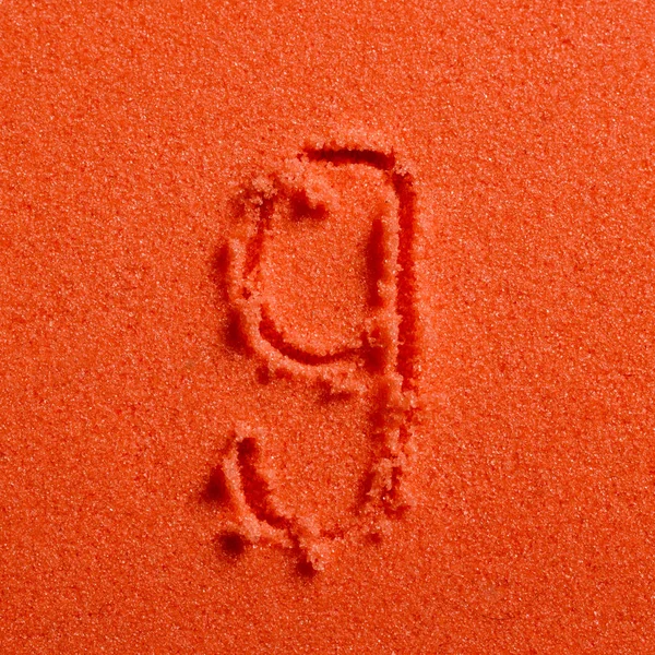 Numer 9 napisane na piasek pomarańczowy — Zdjęcie stockowe