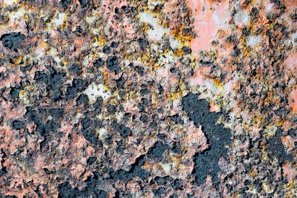 Parede de metal enferrujado com tinta rachada, textura de fundo — Fotografia de Stock