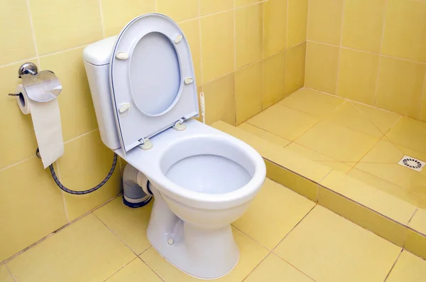 Wit toilet en toiletpapier in de badkamer — Stockfoto