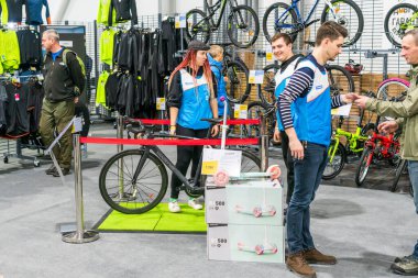 Kyiv Ukraine, February 28, 2020: presentation of bicycles at the bike expo 2020