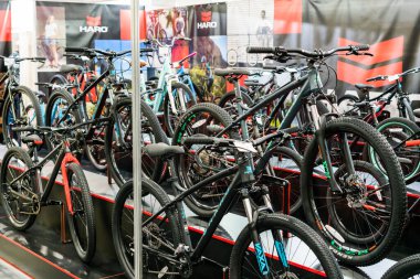 Kyiv Ukraine, February 28, 2020: presentation of bicycles at the bike expo 2020