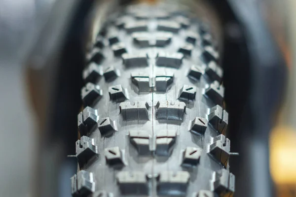 Fahrradrad Lauffläche Auf Fahrradreifen Aus Nächster Nähe — Stockfoto