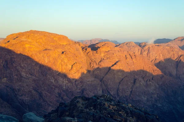 Vista Desde Montaña Moisés Hermoso Amanecer Las Montañas Egipto — Foto de Stock