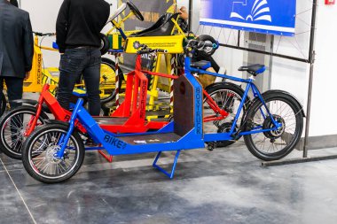 Kyiv Ukraine, February 28, 2020: presentation of bicycles at the bike expo 2020
