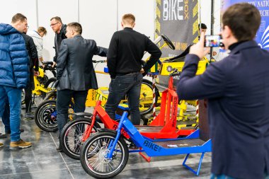 Kyiv Ukraine, February 28, 2020: presentation of bicycles at the bike expo 2020