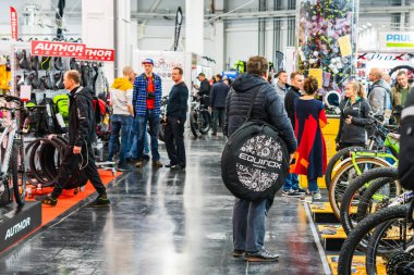 Kyiv Ukraine, February 28, 2020: presentation of bicycles at the bike expo 2020