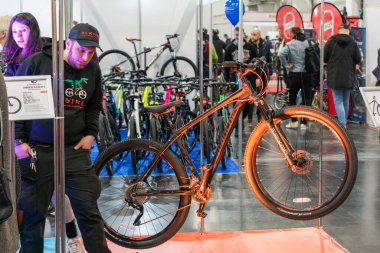 Kyiv Ukraine, February 28, 2020: presentation of bicycles at the bike expo 2020
