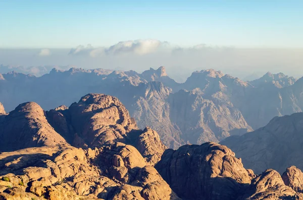 Paisaje Montaña Amanecer Vista Desde Monte Moisés Península Del Sinaí — Foto de Stock