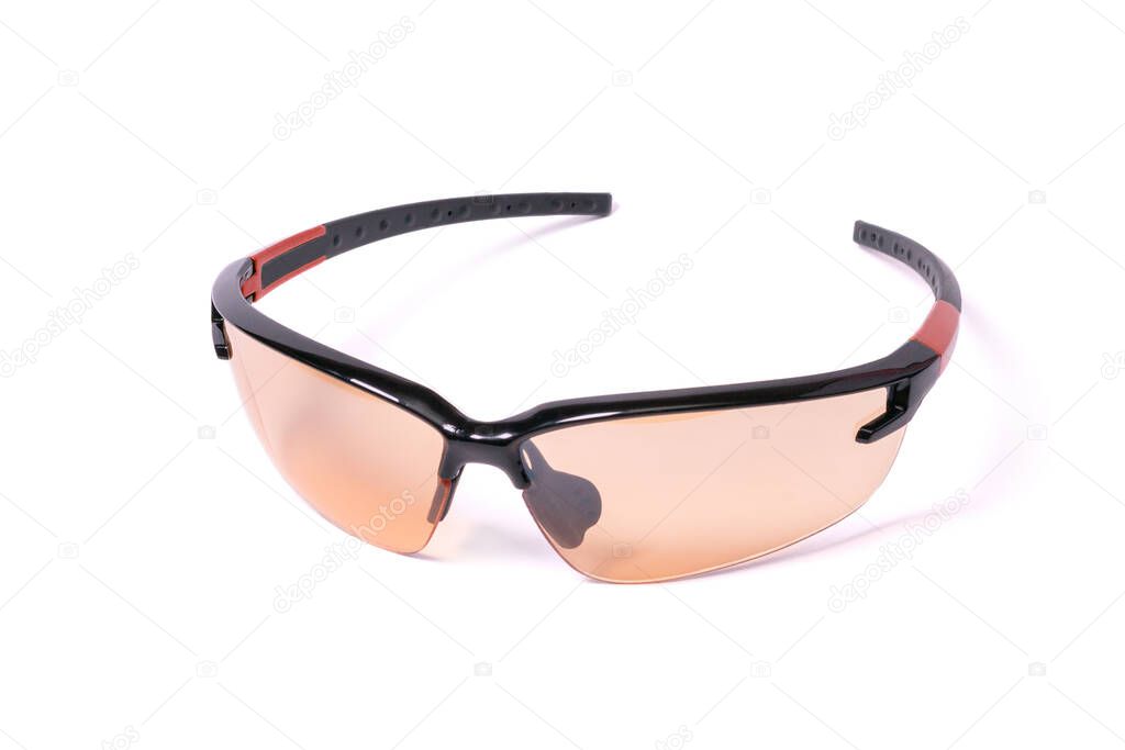 Safety glasses for athletes and workers, isolated on a white background.