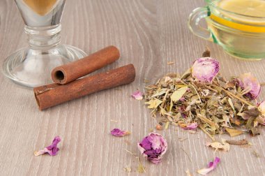  çay, otlar ve tarçın kabuğu