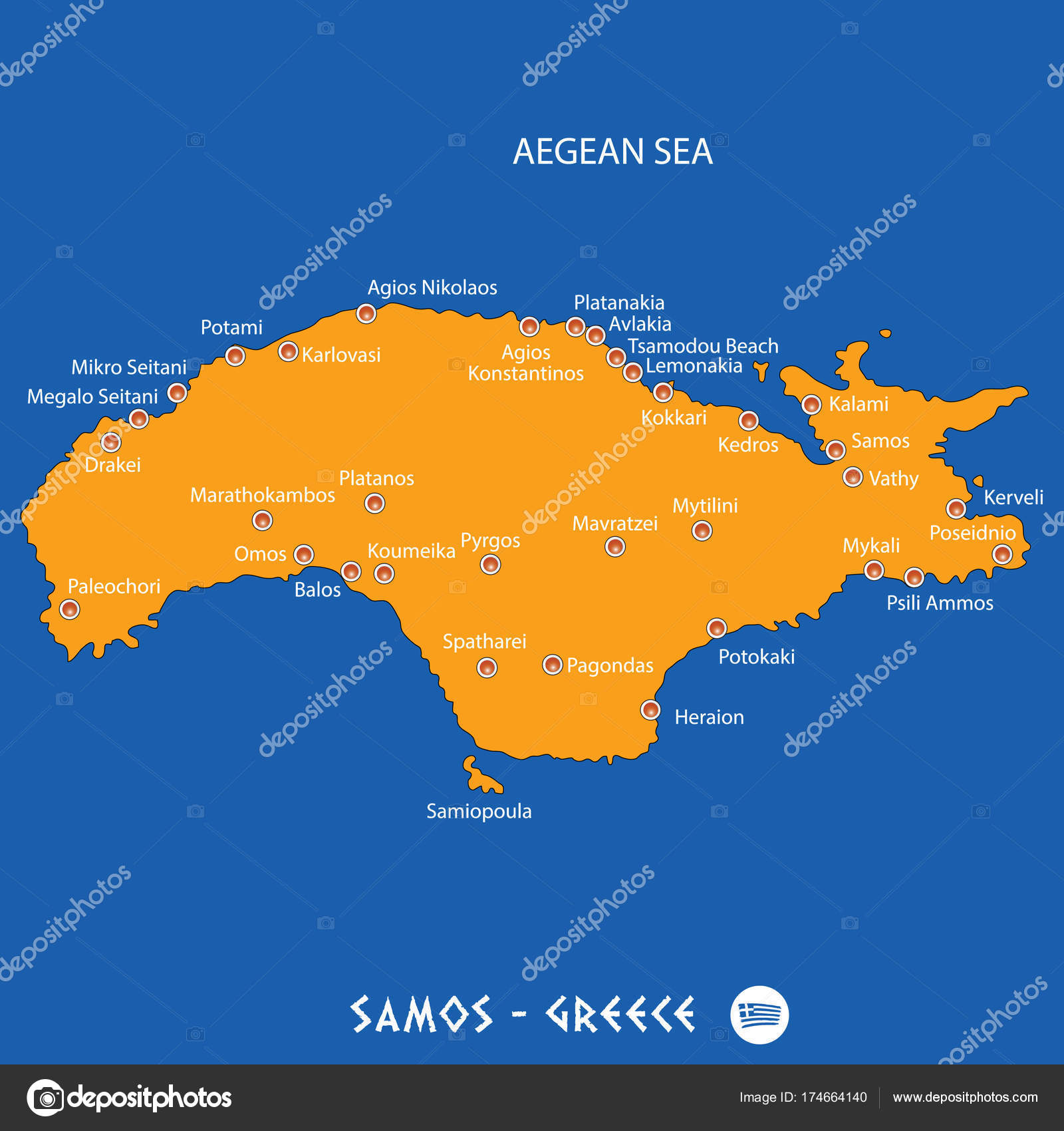 Samos Grekland Karta | Karta