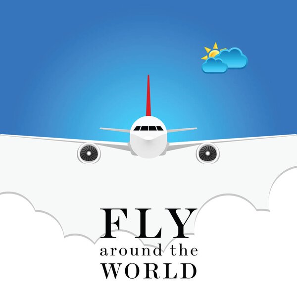 airplane with fly around the world illustration