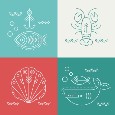 Çizgi stili balina - ince çizgi stil vektör çizim