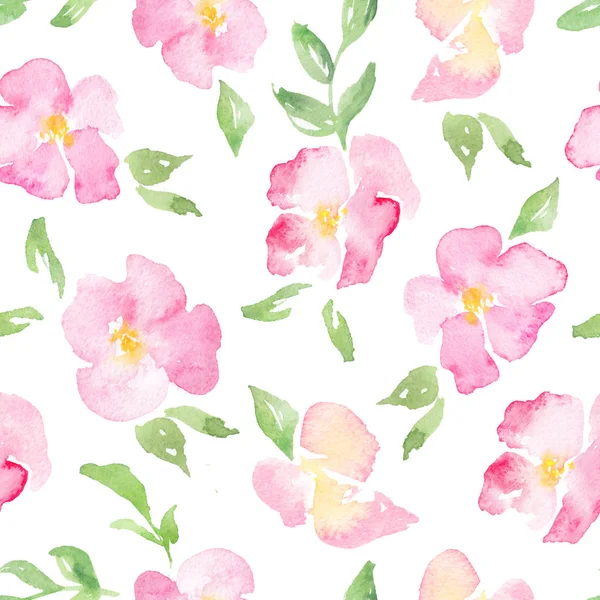 Akvarell blommig bakgrund med rosa vilda rosor — Stockfoto