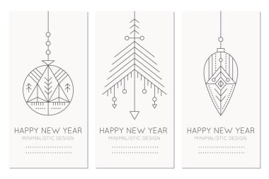Mutlu yeni yıl tebrik kartı şablonu dekorasyon asma