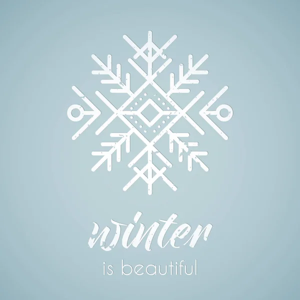 Emblème de style ligne avec flocon de neige stylisé — Image vectorielle