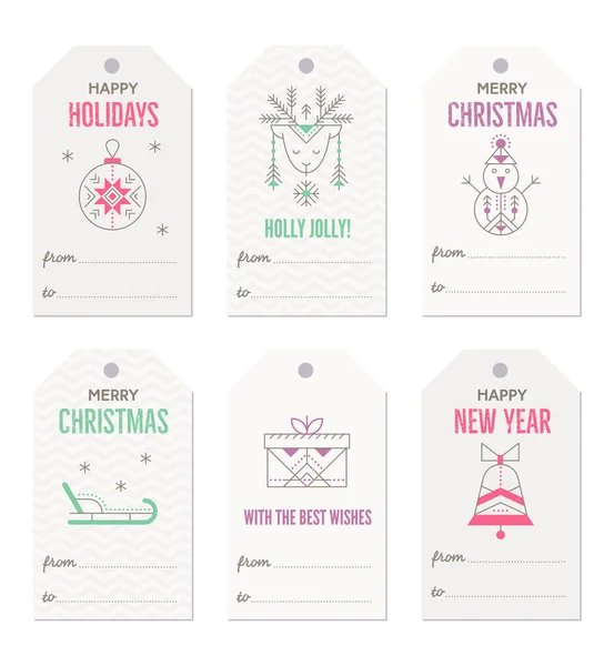 Collection d'étiquettes cadeaux Nouvel An et Noël . — Image vectorielle