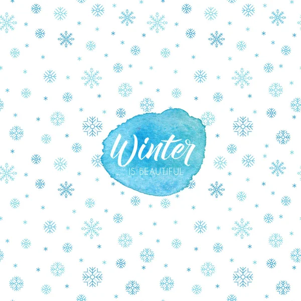 Winter seamless pattern with blue snowflakes — Stock Vector