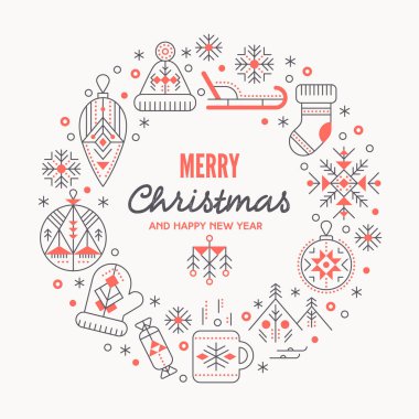 Noel tebrik kartı şablonu Seviyelendirilmiş işaretleri bir yüzük şekillendirme