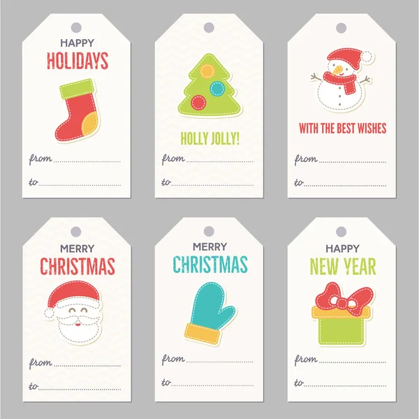 Collection d'étiquettes cadeaux Nouvel An et Noël . — Image vectorielle